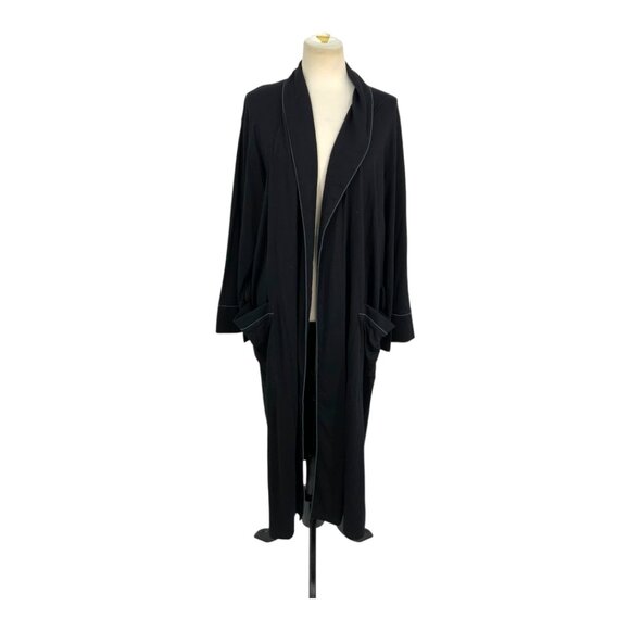 Daniel Buchler Tonal Black Cotton Blend Open Robe Medium Large NWOT $165 MSRP - Picture 1 of 7